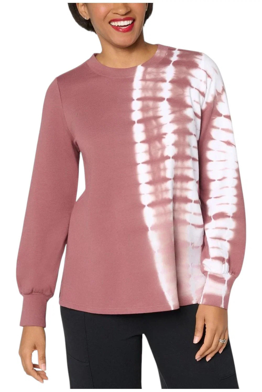AnyBody Women's French Terry Tie Dye Sweatshirt Rose Taupe - Plus
